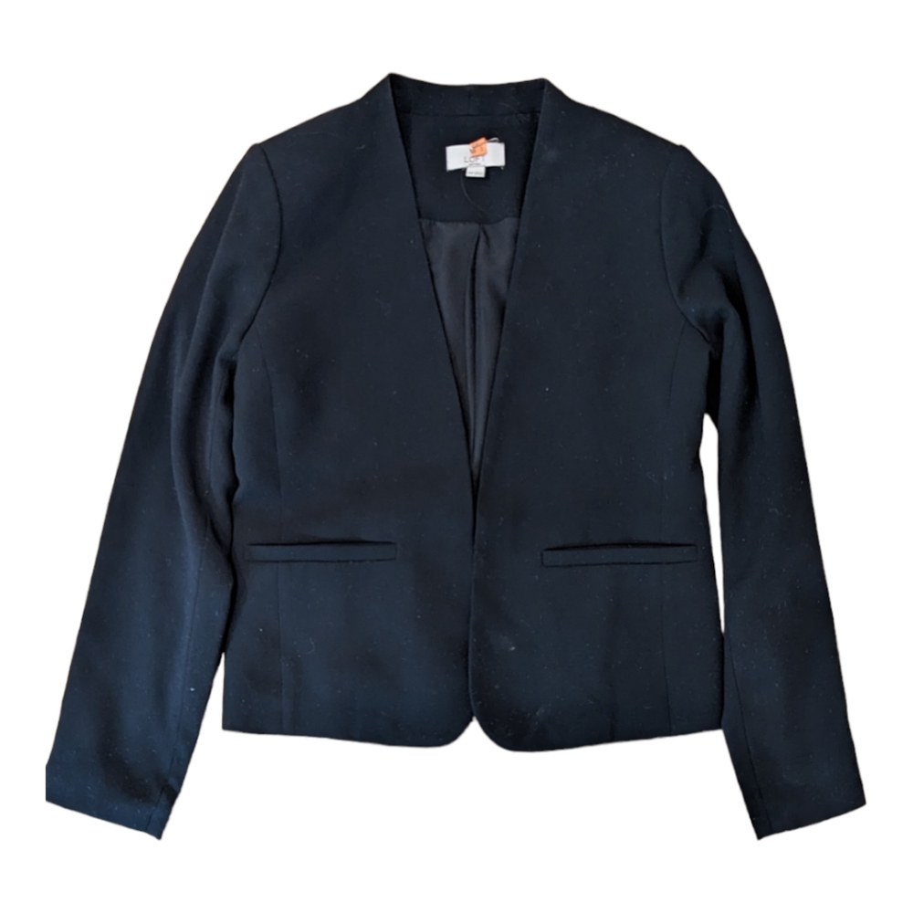 Loft Petite Black Collarless Blazer Size 00P